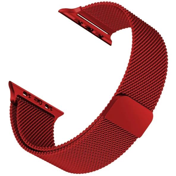 Microsonic Apple Watch 8 45mm Milanese Loop Version 3 Kordon Koyu Kırmızı