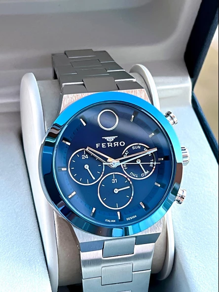 Ferro Çelik Kordon İç Fonksiyonları Aktif Takvimli 30 Mt Su Geçirmez Erkek Kol Saati F.EFM11568-L3 ürün görseli