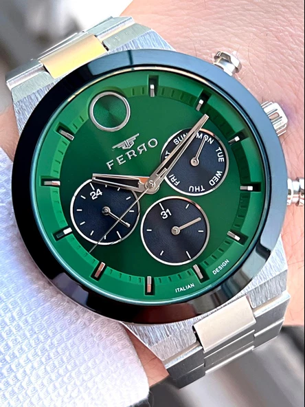 Ferro Çelik Kordon İç Fonksiyonları Aktif Takvimli 30 Mt Su Geçirmez Erkek Kol Saati F.EFM11568-J6 - Resim 2