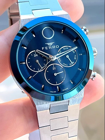 Ferro Çelik Kordon İç Fonksiyonları Aktif Takvimli 30 Mt Su Geçirmez Erkek Kol Saati F.EFM11568-L3 - Resim 5