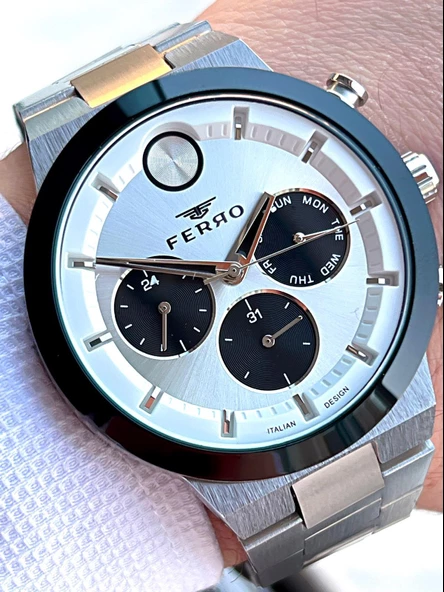 Ferro Çelik Kordon İç Fonksiyonları Aktif Takvimli 30 Mt Su Geçirmez Erkek Kol Saati F.EFM11568-JX - Resim 3