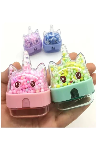 Unicorn Kalemtraş 4 Renk 1 Paket Hazneli Kalemtraş Unicorn Boynuzlu Standart Kalem Açacağı Sevimli Plastik - 3