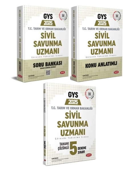 Data 2025 GYS Tarım ve Orman Bakanlığı Sivil Savunma Uzmanı Konu + Soru + 5 Deneme 3 Kitap Set Data - 2