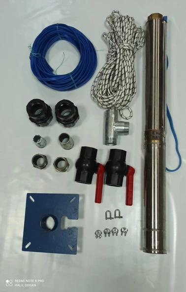 4SD4/10 1 HP ALARKO TRİFAZE 35 MT YASSI KABLOLU  70 MT HALATLI ÇİFT VANALI AKITMA BAŞLIKLI  TAKIM DALGIÇ POMPA - Resim 3