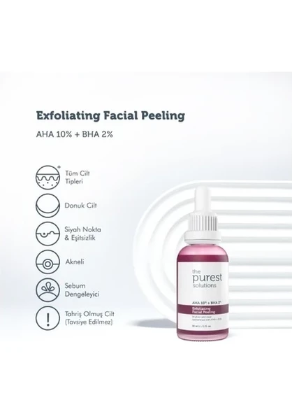 The Purest Solutions Aha 10% + Bha 2% Cilt Tonu Eşitleyici Yüz Peeling Serum 30 ml - 3
