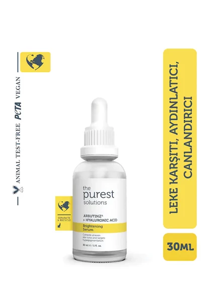 The Purest Solutions Arbutin 2% + Hyaluronic Acid Leke Giderici Aydınlatıcı Yüz Serumu 30 ml