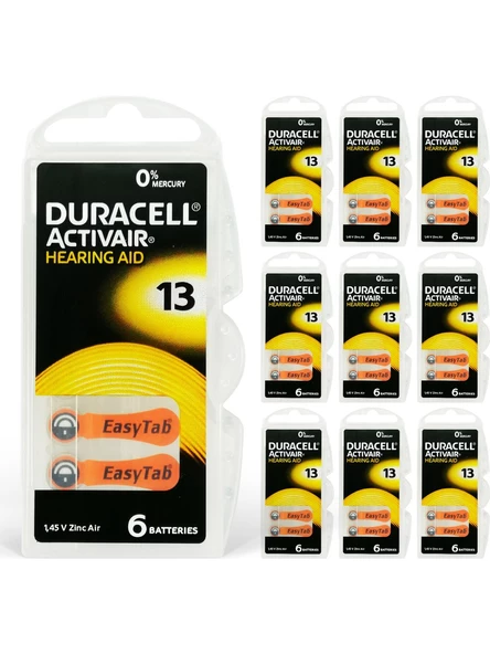 Duracell 13 Numara Işitme Cihazı Pili 10X6 60 Adet