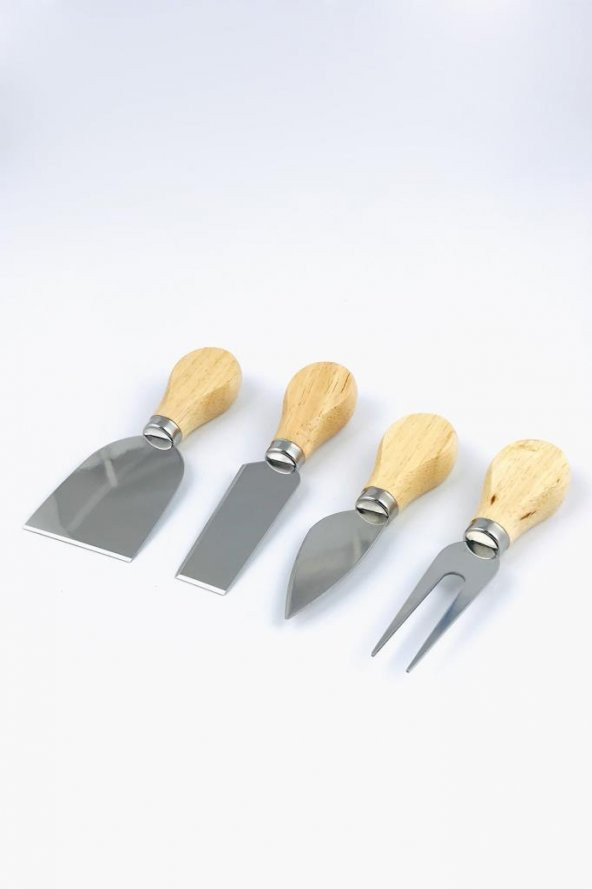 Bambu Saplı Çelik Uçlu 4lü Pizza Peynir Bıçağı Takımı Seti - 2