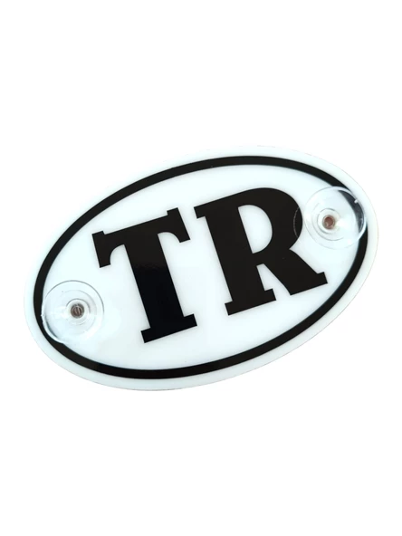 TR Plaka Oval Vantuzlu Pleksi Cam Süsü Beyaz 13x8cm
