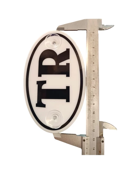 TR Plaka Oval Vantuzlu Pleksi Cam Süsü Beyaz 13x8cm - 2