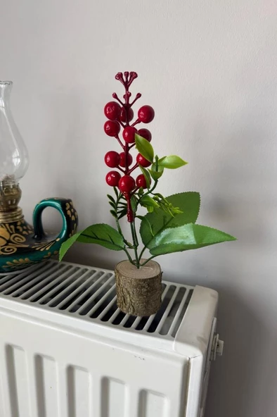 Nettenevime Yapay Çiçek Yılbaşı Çiçeği Kokinalı Kütük Saksılı Dekoratif Süs 20cm - Resim 5