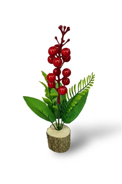 Nettenevime Yapay Çiçek Yılbaşı Çiçeği Kokinalı Kütük Saksılı Dekoratif Süs 20cm - Resim 2