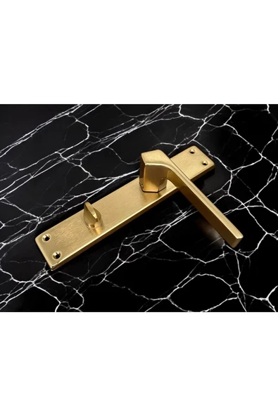 Zey Mat Altın Aynalı Wc Banyo Kapı Kolu İçeriden Sağ Basar 1 Takım - Resim 6