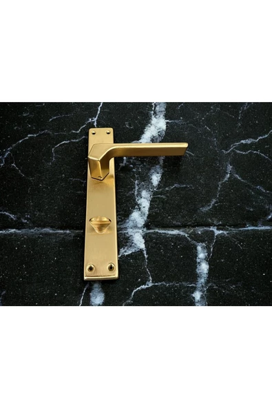 Zey Mat Altın Aynalı Wc Banyo Kapı Kolu İçeriden Sağ Basar 1 Takım - Resim 4
