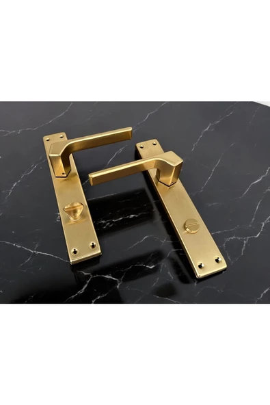 Zey Mat Altın Aynalı Wc Banyo Kapı Kolu İçeriden Sağ Basar 1 Takım