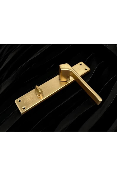 Zey Mat Altın Aynalı Wc Banyo Kapı Kolu İçeriden Sağ Basar 1 Takım - Resim 3