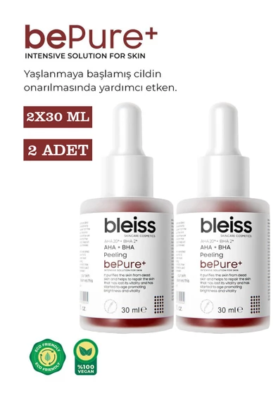 Bleiss bePure+ AHA + BHA Peeling Aydınlatıcı ve Besleyici Serum 30 ml 2 Adet