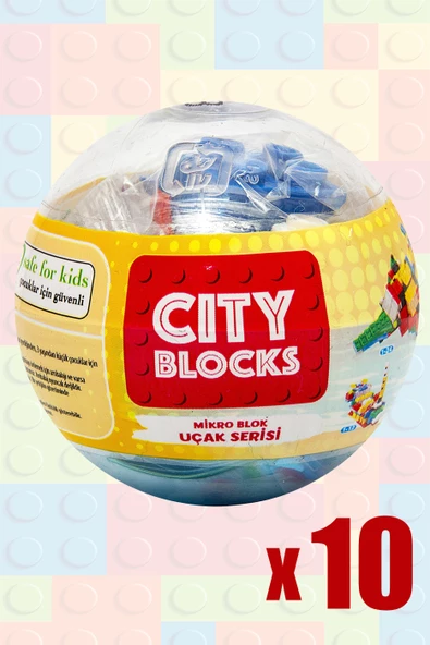 City Bloks Uçak Serisi Mikro Blok Oyuncak Seti 10 Adet