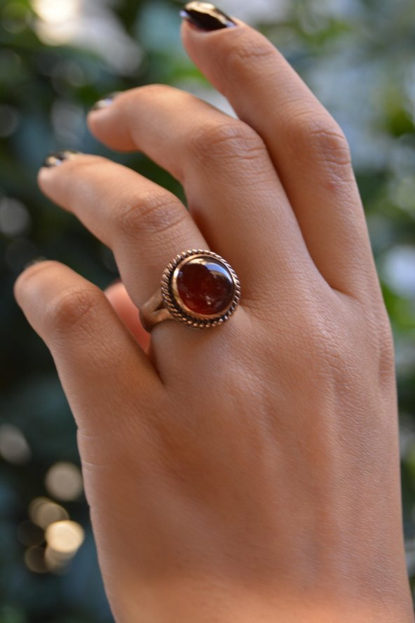 STONEAGE Akik Doğal Taş El Yapımı Ayarlanabilir Kadın Yüzük ürün görseli