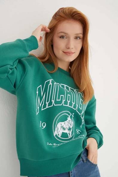 FASHION FRIENDS KADIN BASKILI SWEAT 23K0157K1 - 3