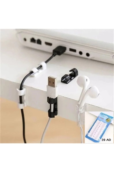 Kablo Düzenleyici Klipsler  Sabitleyici Duvar Fayans Cam Kablo Tutucu Yapışkanlı   20 Adet - 4