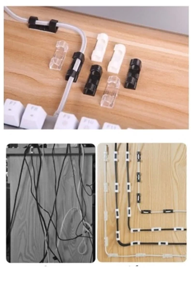 Kablo Düzenleyici Klipsler  Sabitleyici Duvar Fayans Cam Kablo Tutucu Yapışkanlı   20 Adet