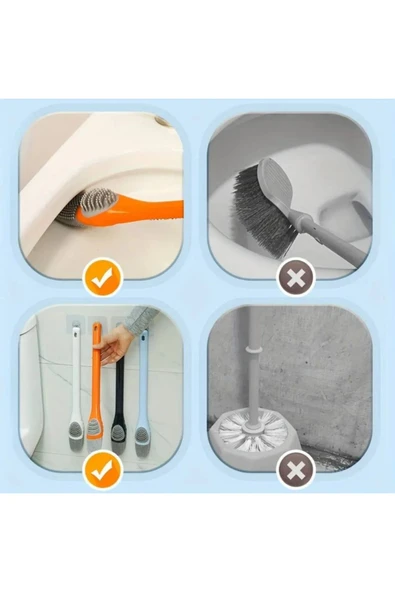 Silikon Tuvalet Klozet Detay Temizleme Ve İnce Detay Fırçası 2'Li Set - 4