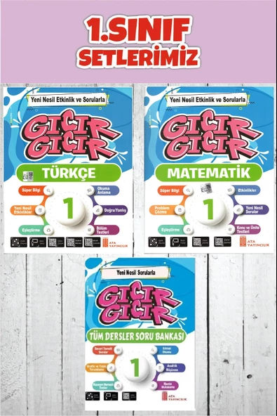 Ata 1.Sınıf 2.Dönem Gıcır Gıcır Türkçe + Matematik+ Tüm Dersler Soru Bankası