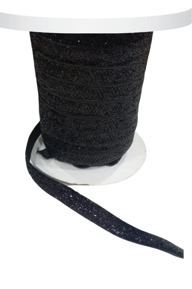 Kadife Kurdele Simli 1 cm Siyah 10 Metre