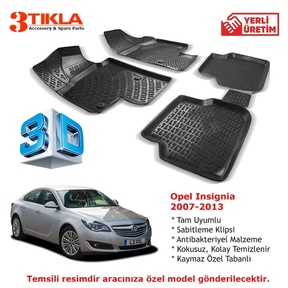 Opel Insignia 2007-2013 Premium 3D Havuzlu Paspas Seti