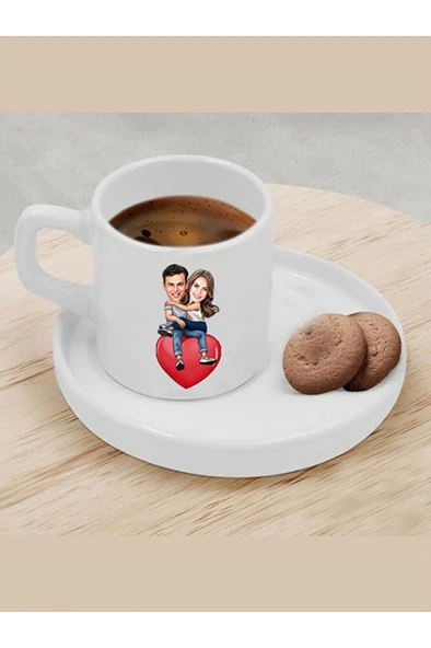 Kişiye Özel Türk Kahvesi Fincanı Karikatür Sevgili Fincanı ürün görseli