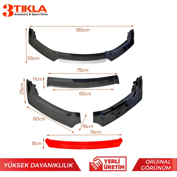 Fiat Fiorino ABS Malzeme Süper Dayanıklılık 4 Parça Spor Tip Tampon Altı Lip - 3