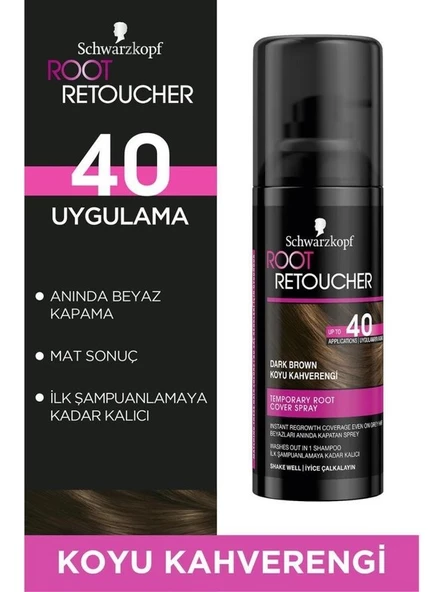 Schwarzkopf Root Retoucher Beyazları Anında Kapatan Sprey Saç Boyası Koyu Kahverengi 120 ML