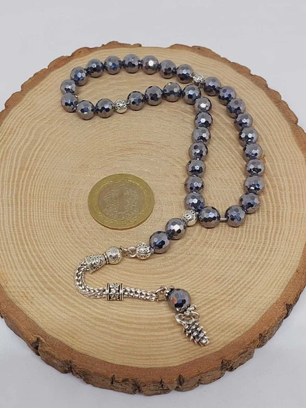 Terahertz Taşı Üst Segment Petek Kesim 33lük Tesbih 8mm (36520) - Resim 6