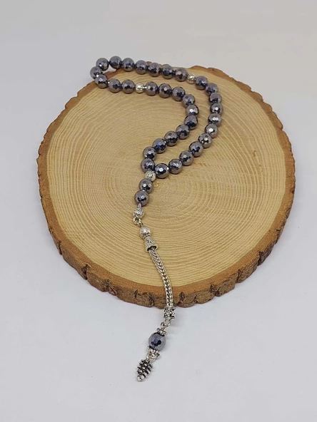 Terahertz Taşı Üst Segment Petek Kesim 33lük Tesbih 8mm (36520) - Resim 4