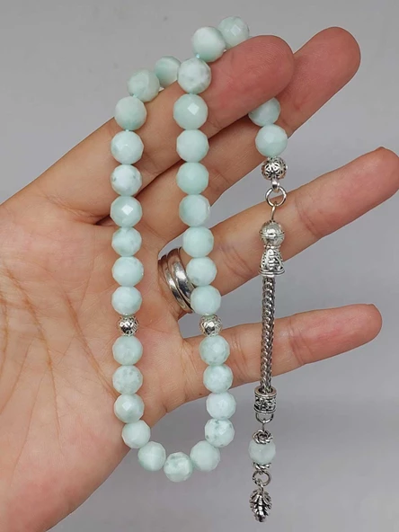 Larimar Taşı Üst Segment Faset Kesim 33lük Tesbih 8mm (42535) - Resim 5