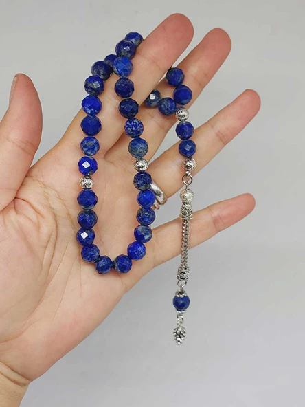 Lapis Taşı Üst Segment Faset Kesim 33lük Tesbih 8mm (54330) - Resim 5