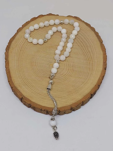 Ay Taşı Üst Segment Faset Kesim 33lük Tesbih 8mm (42565) - Resim 4