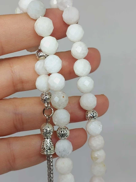 Ay Taşı Üst Segment Faset Kesim 33lük Tesbih 8mm (42565) - Resim 2