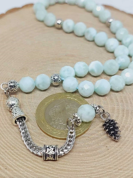 Larimar Taşı Üst Segment Faset Kesim 33lük Tesbih 8mm (42535) - Resim 3