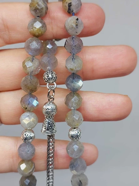 Labradorit Taşı Üst Segment Faset Kesim 33lük Tesbih 7.5mm (53080) - Resim 2