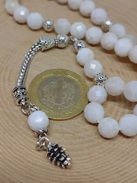 Ay Taşı Üst Segment Faset Kesim 33lük Tesbih 8mm (42565) - Resim 3