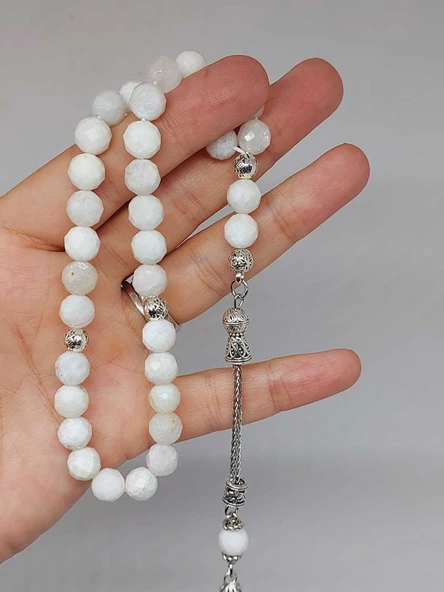 Ay Taşı Üst Segment Faset Kesim 33lük Tesbih 8mm (42565) - Resim 5