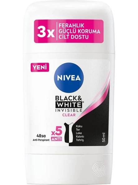 Nivea Kadın Stick Deodorant Black & White Invisible Clear 48 Saat Anti-Perspirant Koruma 50 ml