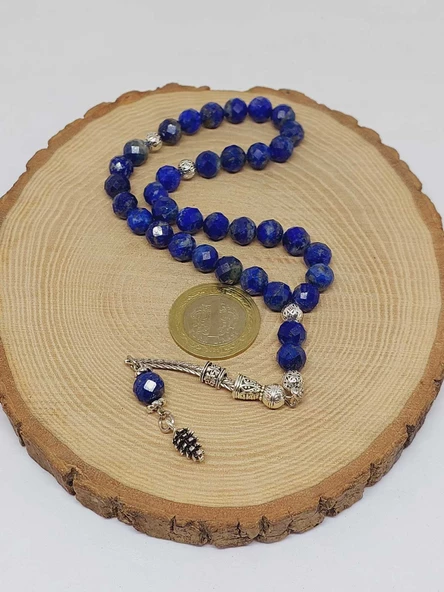 Lapis Taşı Üst Segment Faset Kesim 33lük Tesbih 8mm (54330) - Resim 4