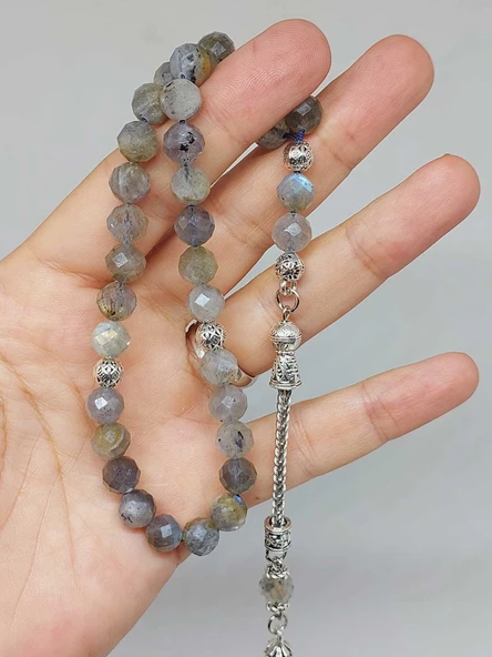 Labradorit Taşı Üst Segment Faset Kesim 33lük Tesbih 7.5mm (53080) - Resim 5