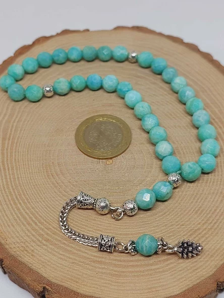 Amazonit Taşı Üst Segment Faset Kesim 33lük Tesbih 8mm (42525) - Resim 6