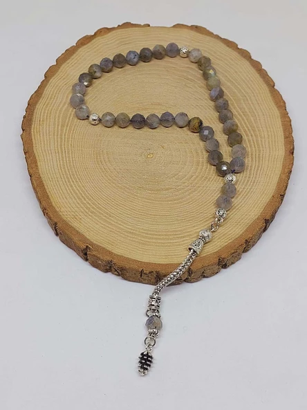 Labradorit Taşı Üst Segment Faset Kesim 33lük Tesbih 7.5mm (53080) - Resim 4