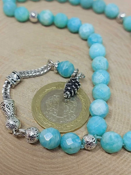 Amazonit Taşı Üst Segment Faset Kesim 33lük Tesbih 8mm (42525) - Resim 3