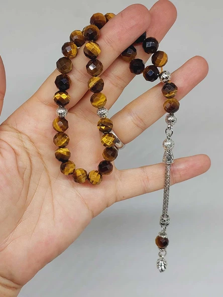 Kaplangözü Taşı Üst Segment Faset Kesim 33lük Tesbih 8mm (39555) - 5